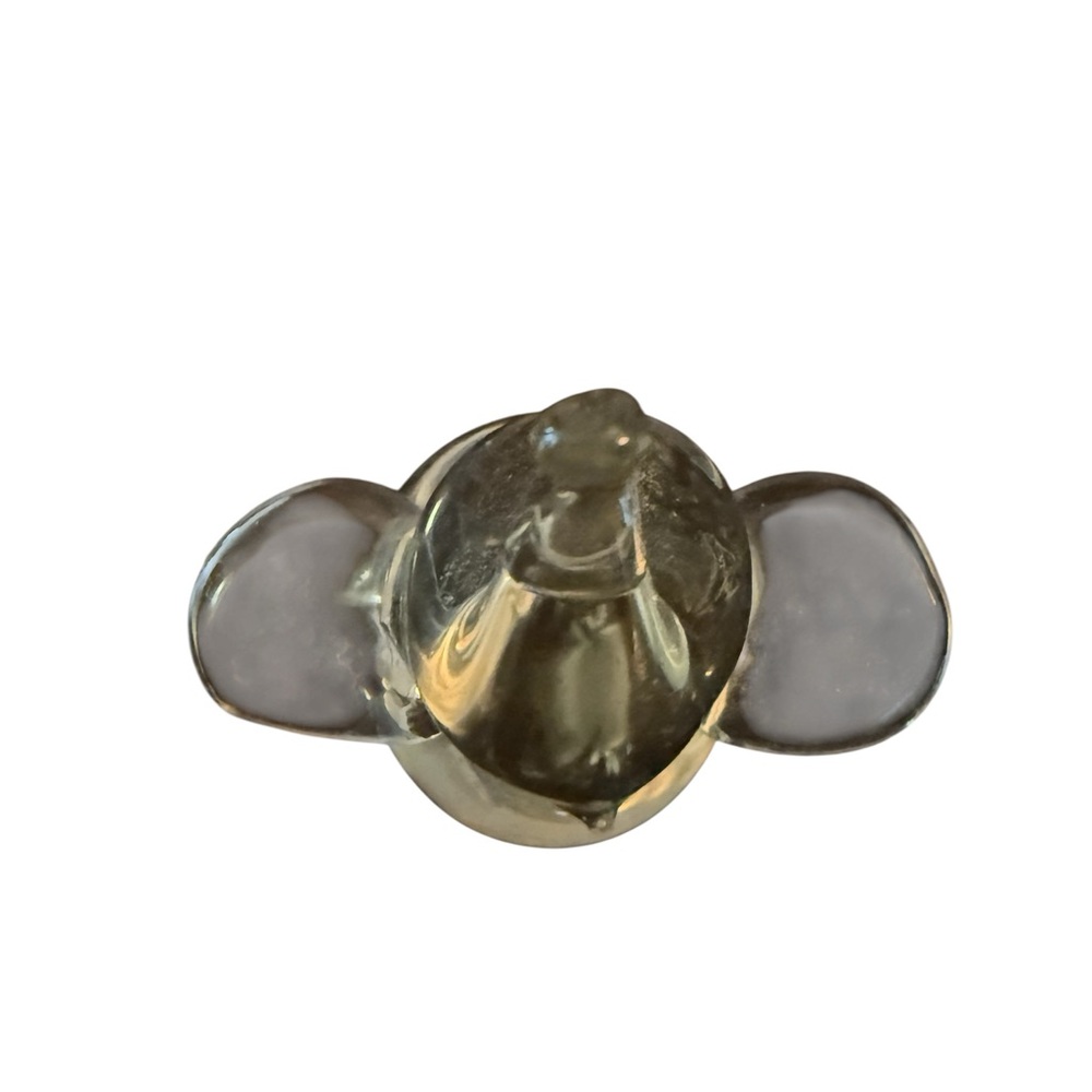 Clear Glass Elephant Figurine 3.5” Hand Blown Art Glass Trunk Up Good Luck Decor - Picture 2 of 9